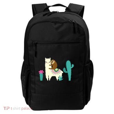Sloth Riding Llama Funny Cactus Backpack