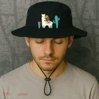 Sloth Riding Llama Funny Cactus Bucket Hat thumb 2