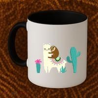 Sloth Riding Llama Funny Cactus Coffee Mug thumb 2