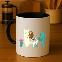 Sloth Riding Llama Funny Cactus Coffee Mug thumb 4