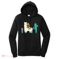 Sloth Riding Llama Funny Cactus Women's Hoodie thumb 0