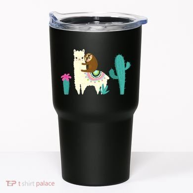 Sloth Riding Llama Funny Cactus Tumbler