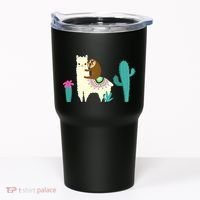 Sloth Riding Llama Funny Cactus Tumbler thumb 0