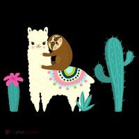 Sloth Riding Llama Funny Cactus Mousepad thumb 1