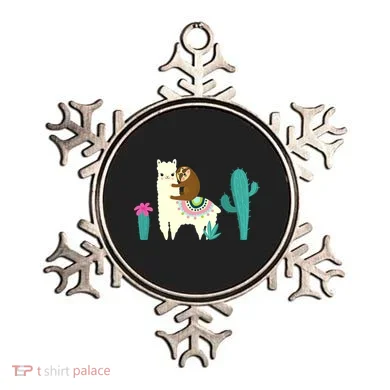 Sloth Riding Llama Funny Cactus Ornament