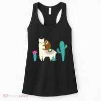 Sloth Riding Llama Funny Cactus Women's Tank Top thumb 0