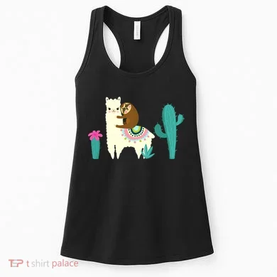 Sloth Riding Llama Funny Cactus Women's Tank Top