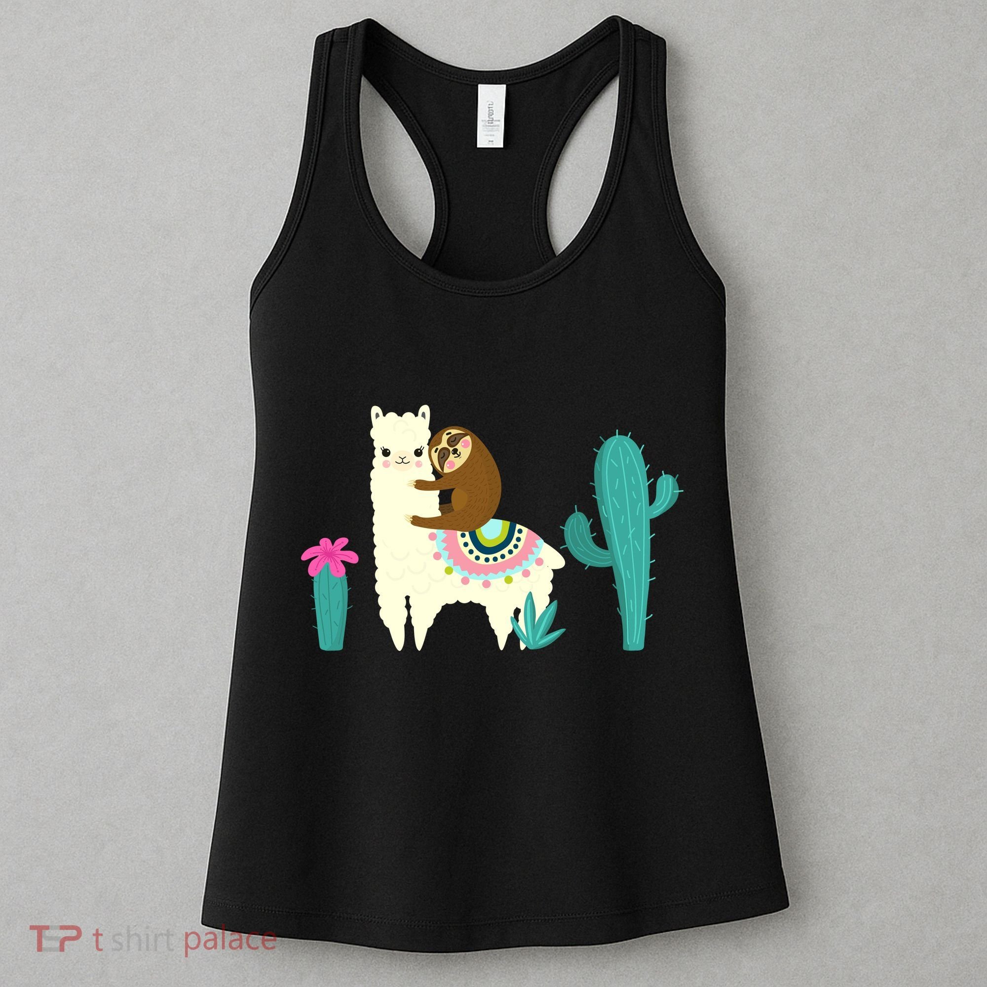 Sloth Riding Llama Funny Cactus Women's Tank Top