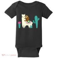 Sloth Riding Llama Funny Cactus Baby Bodysuit thumb 0