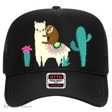 Sloth Riding Llama Funny Cactus Hat