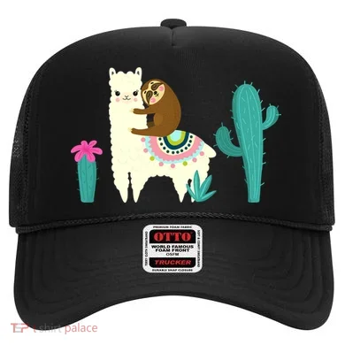 Sloth Riding Llama Funny Cactus Hat