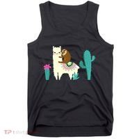 Sloth Riding Llama Funny Cactus Tank Top thumb 0