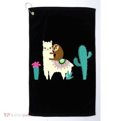 Sloth Riding Llama Funny Cactus Golf Towel