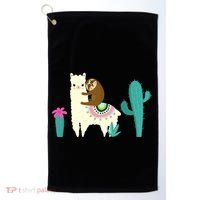 Sloth Riding Llama Funny Cactus Golf Towel thumb 0