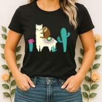 Sloth Riding Llama Funny Cactus Women's T-Shirt thumb 2
