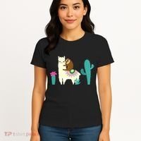 Sloth Riding Llama Funny Cactus Women's T-Shirt thumb 4