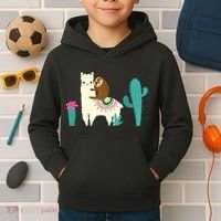 Sloth Riding Llama Funny Cactus Kids Hoodie thumb 2