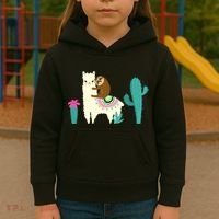 Sloth Riding Llama Funny Cactus Kids Hoodie thumb 3