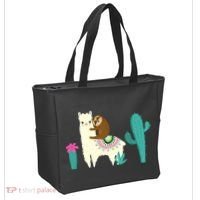 Sloth Riding Llama Funny Cactus Tote Bag thumb 2