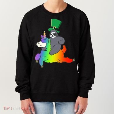 Sloth Riding Llama Unicorn St. Patrick's Day Women's Sweatshirt