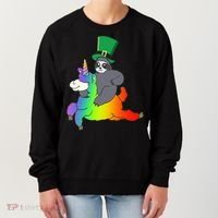 Sloth Riding Llama Unicorn St. Patrick's Day Women's Sweatshirt thumb 0