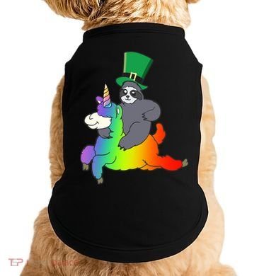 Sloth Riding Llama Unicorn St. Patrick's Day Doggie Tank