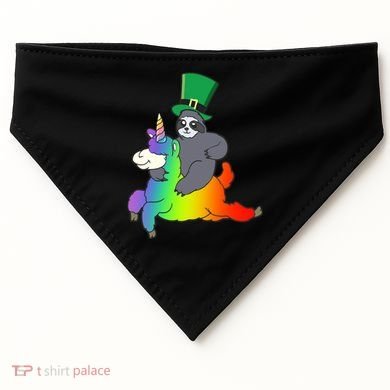 Sloth Riding Llama Unicorn St. Patrick's Day USA-Made Doggie Bandana