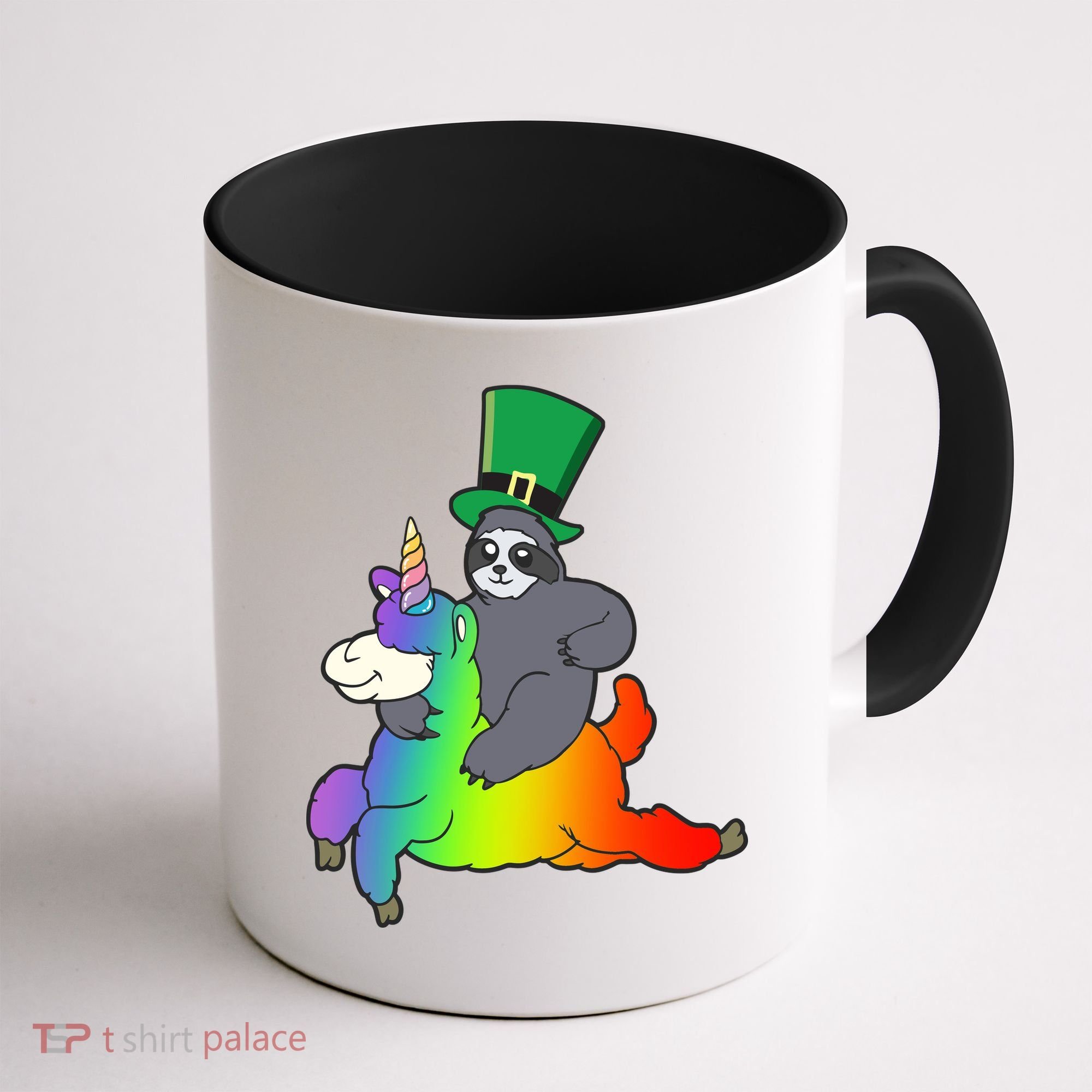 Sloth Riding Llama Unicorn St. Patrick's Day Coffee Mug
