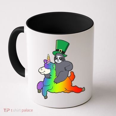 Sloth Riding Llama Unicorn St. Patrick's Day Coffee Mug