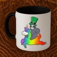 Sloth Riding Llama Unicorn St. Patrick's Day Coffee Mug thumb 2