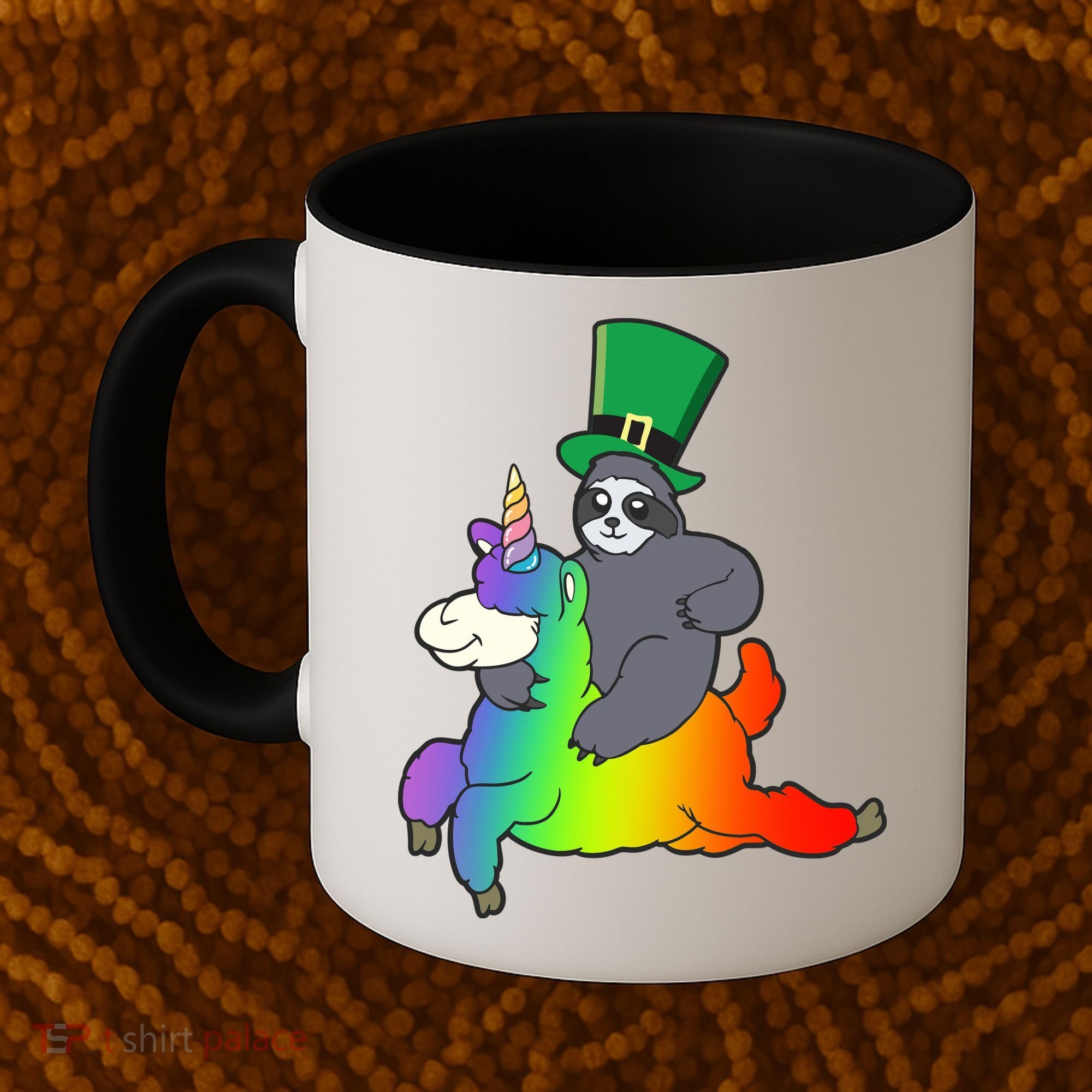 Sloth Riding Llama Unicorn St. Patrick's Day Coffee Mug