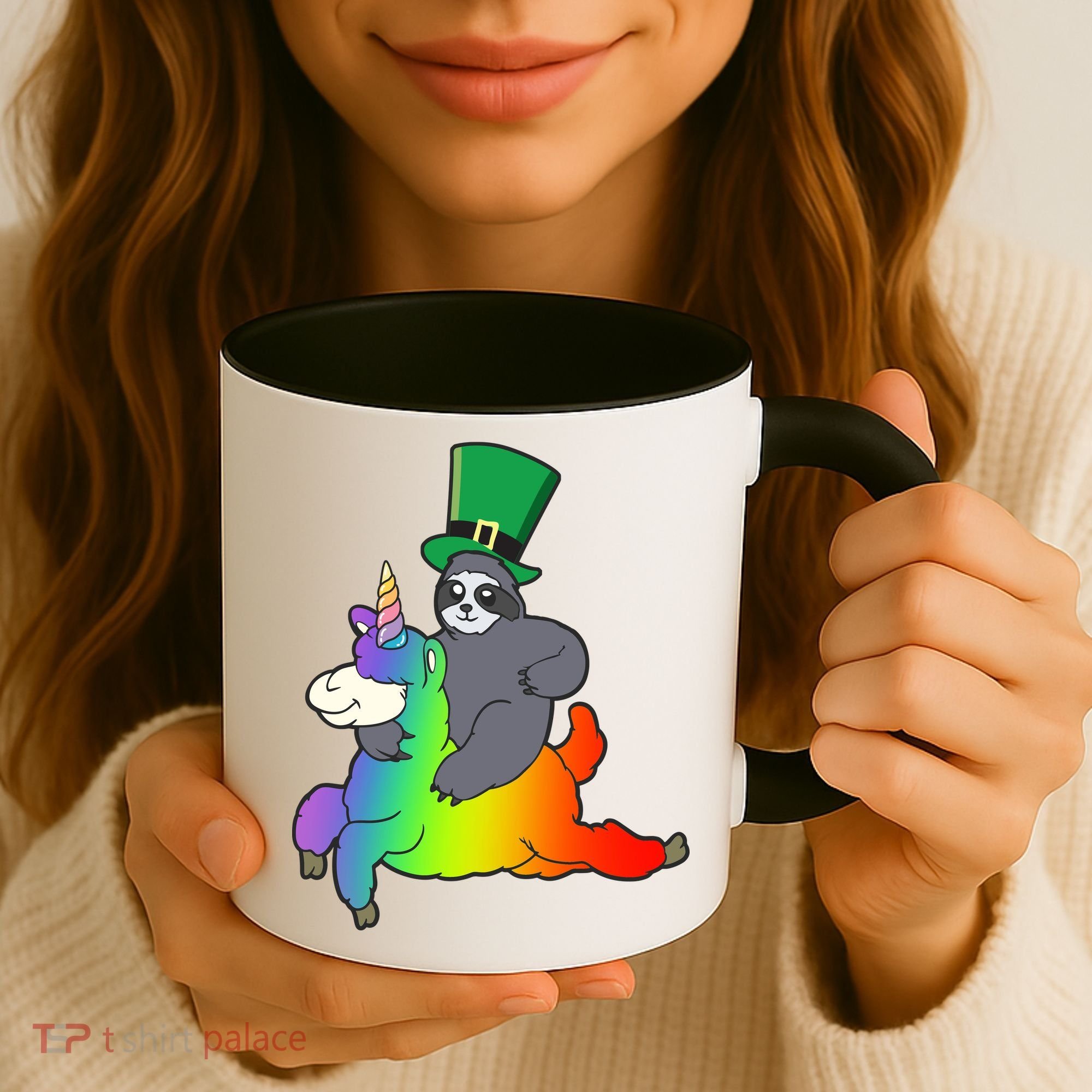 Sloth Riding Llama Unicorn St. Patrick's Day Coffee Mug