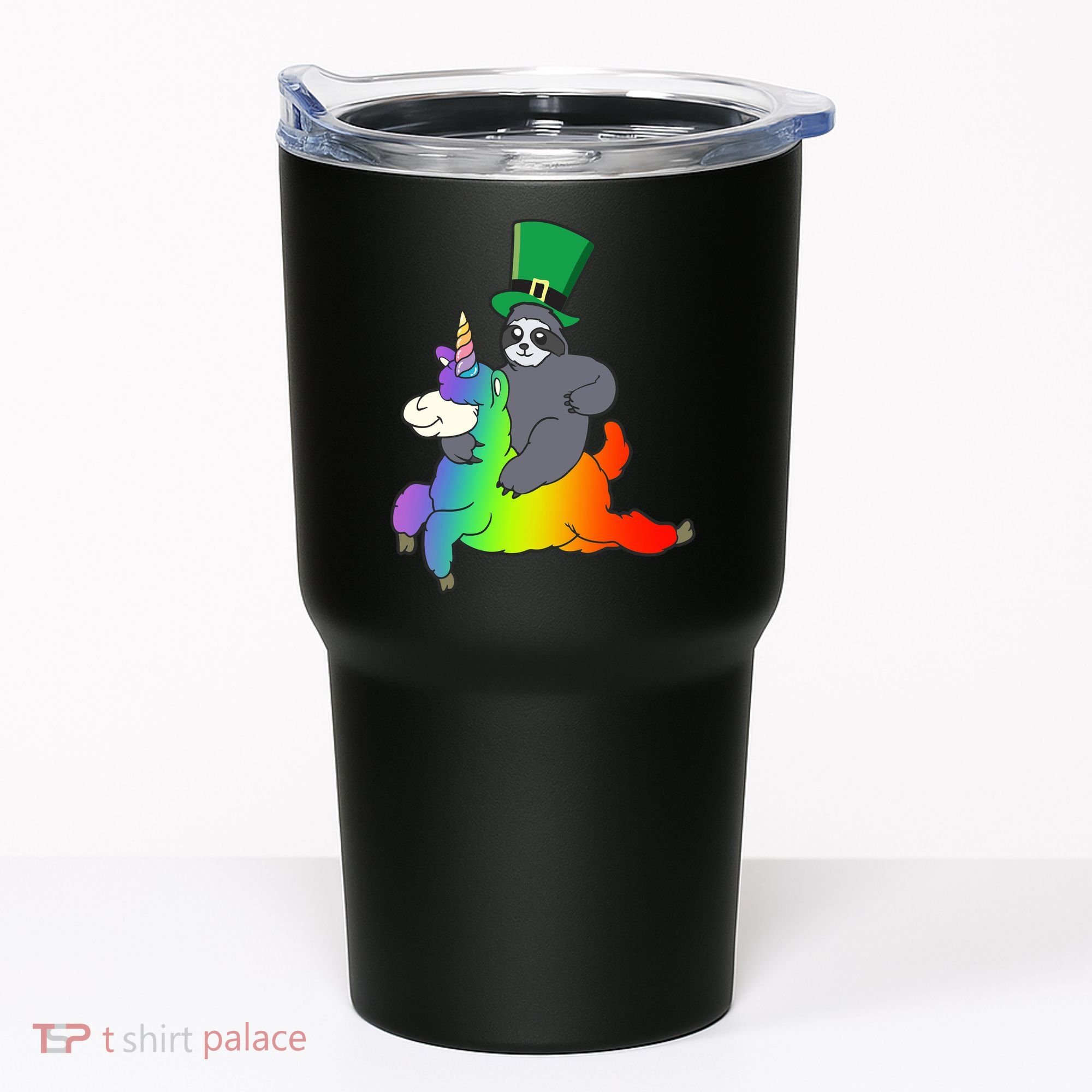 Sloth Riding Llama Unicorn St. Patrick's Day Tumbler