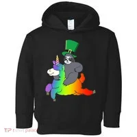 Sloth Riding Llama Unicorn St. Patrick's Day Toddler Hoodie thumb 0
