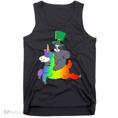 Sloth Riding Llama Unicorn St. Patrick's Day Tank Top
