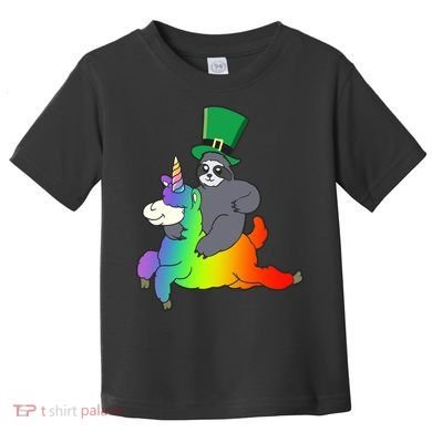 Sloth Riding Llama Unicorn St. Patrick's Day Toddler T-Shirt