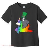 Sloth Riding Llama Unicorn St. Patrick's Day Toddler T-Shirt thumb 0