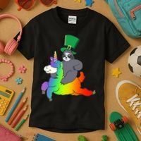 Sloth Riding Llama Unicorn St. Patrick's Day Kids T-Shirt thumb 3
