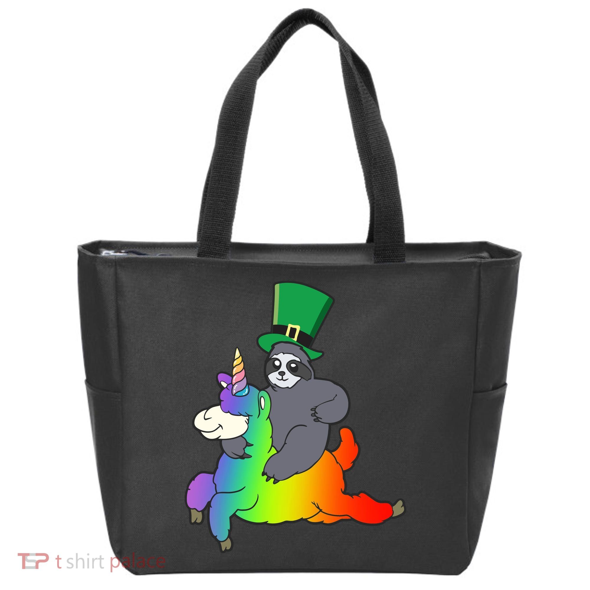 Sloth Riding Llama Unicorn St. Patrick's Day Tote Bag