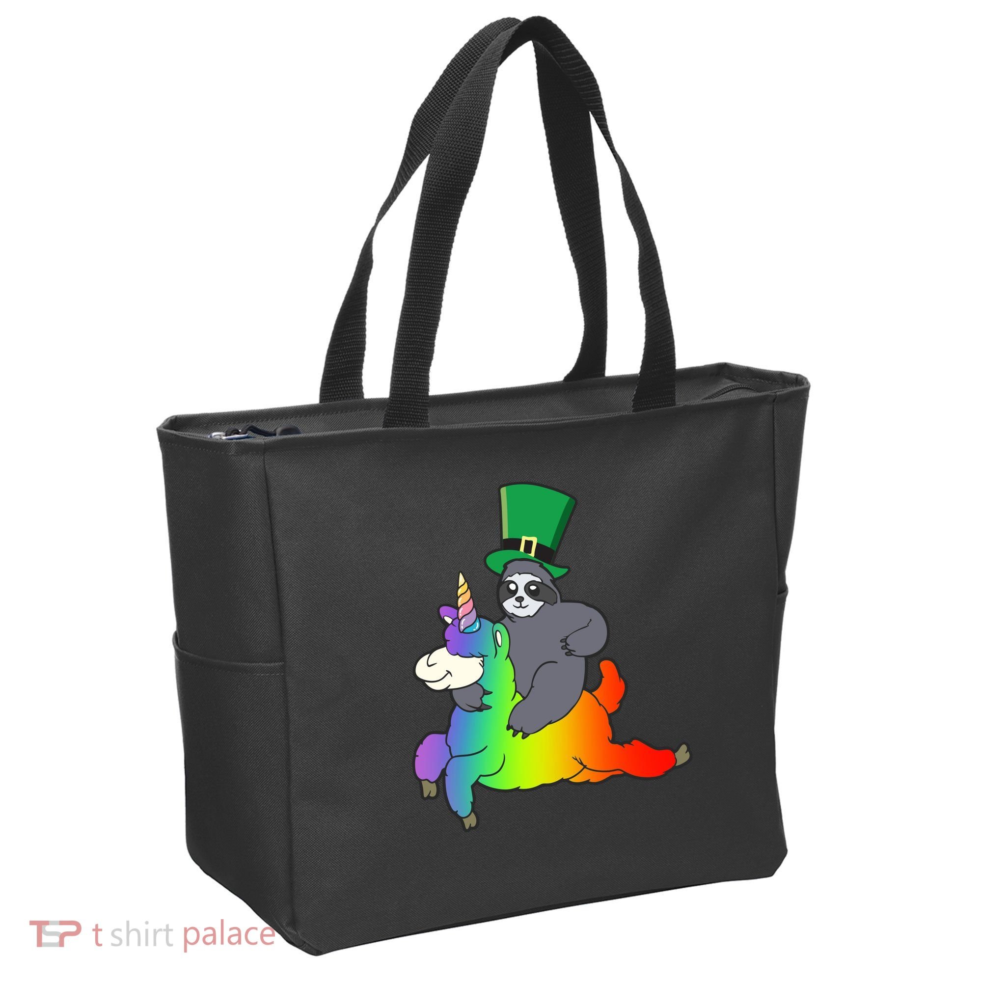 Sloth Riding Llama Unicorn St. Patrick's Day Tote Bag