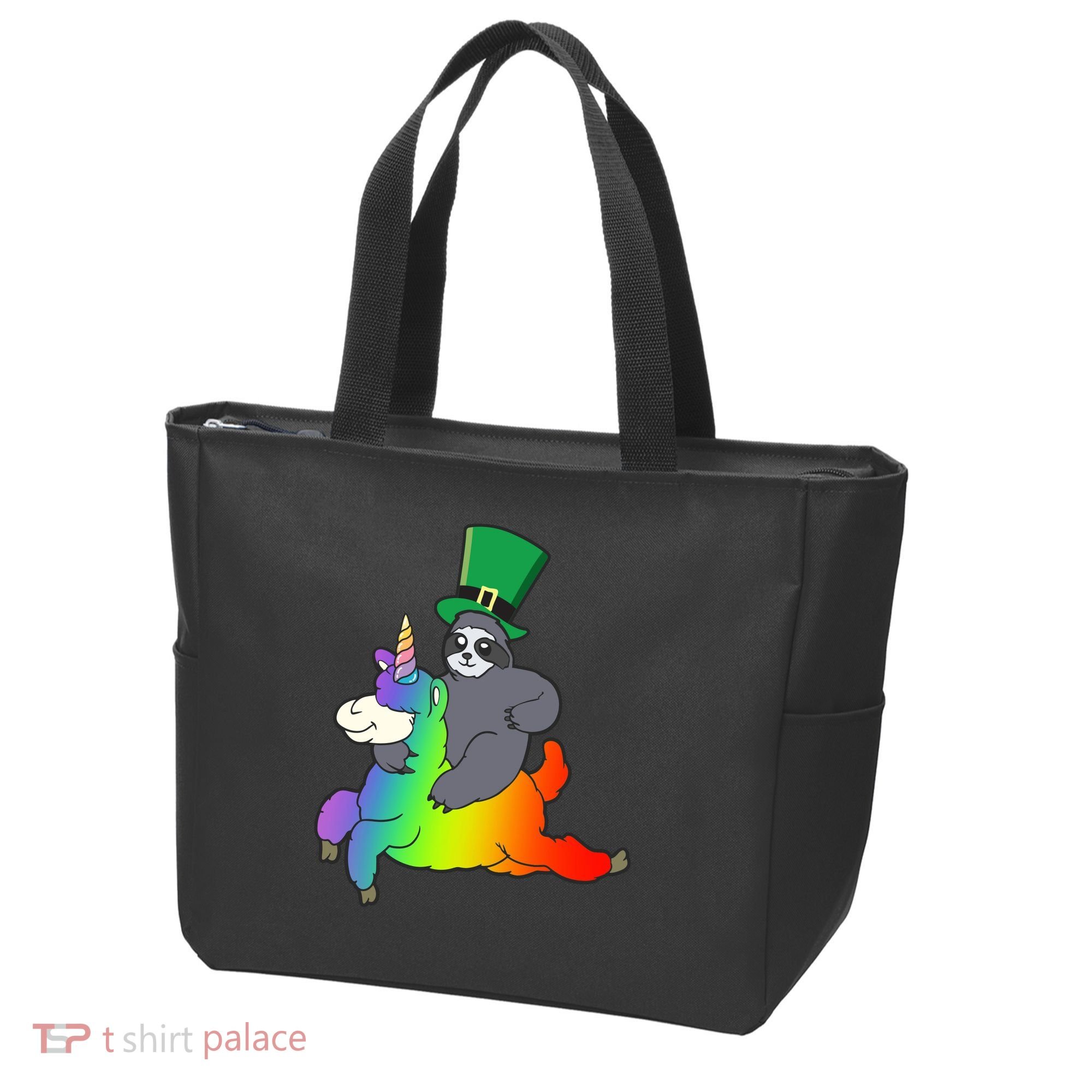 Sloth Riding Llama Unicorn St. Patrick's Day Tote Bag