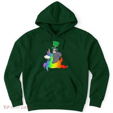 Sloth Riding Llama Unicorn St. Patrick's Day Hoodie