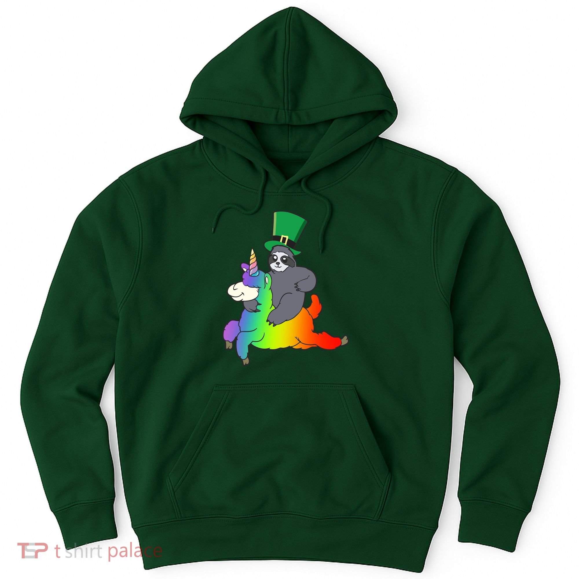 Sloth Riding Llama Unicorn St. Patrick's Day Hoodie
