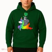 Sloth Riding Llama Unicorn St. Patrick's Day Hoodie thumb 2
