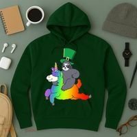 Sloth Riding Llama Unicorn St. Patrick's Day Hoodie thumb 3