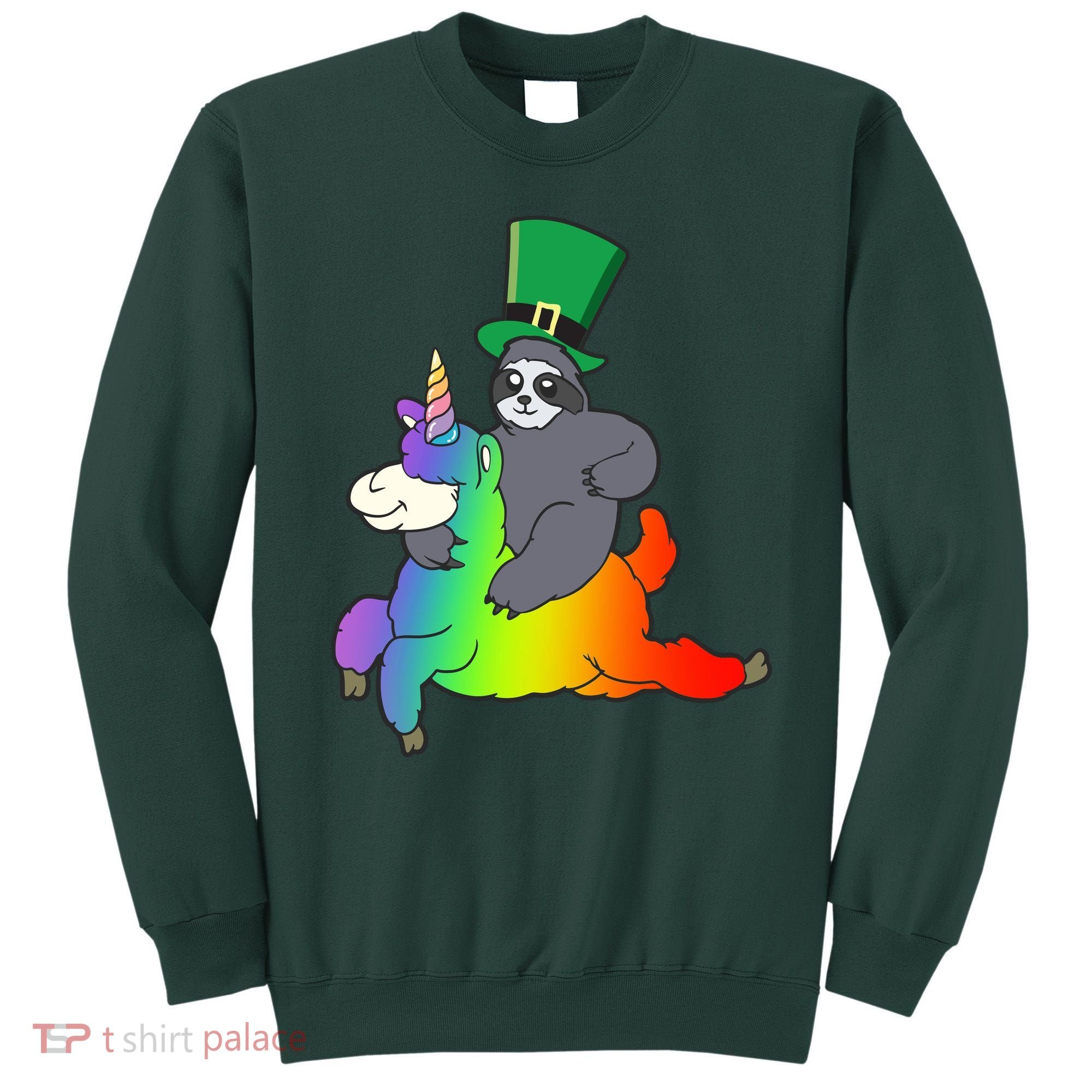 Sloth Riding Llama Unicorn St. Patrick's Day Sweatshirt