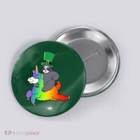Sloth Riding Llama Unicorn St. Patrick's Day Button thumb 0