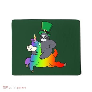Sloth Riding Llama Unicorn St. Patrick's Day Mousepad