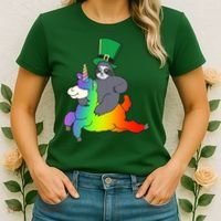 Sloth Riding Llama Unicorn St. Patrick's Day Women's T-Shirt thumb 2