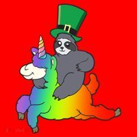 Sloth Riding Llama Unicorn St. Patrick's Day Santa Hat thumb 1